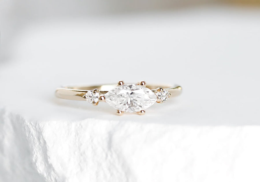 Trine Moissanite Ring Andrea Bonelli Jewelry 