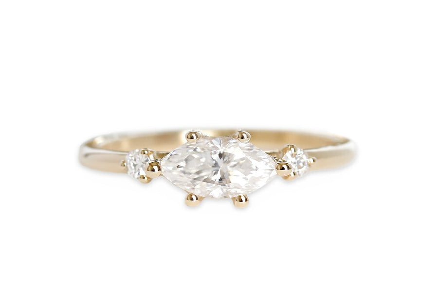 Trine Moissanite Ring Andrea Bonelli Jewelry 14k Yellow Gold