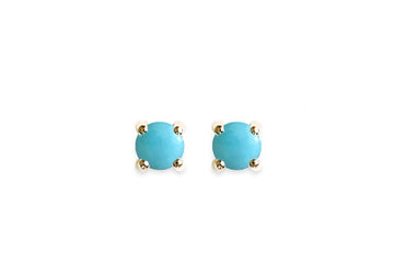 Turquoise Cabochon Studs Andrea Bonelli Jewelry 14k Yellow Gold