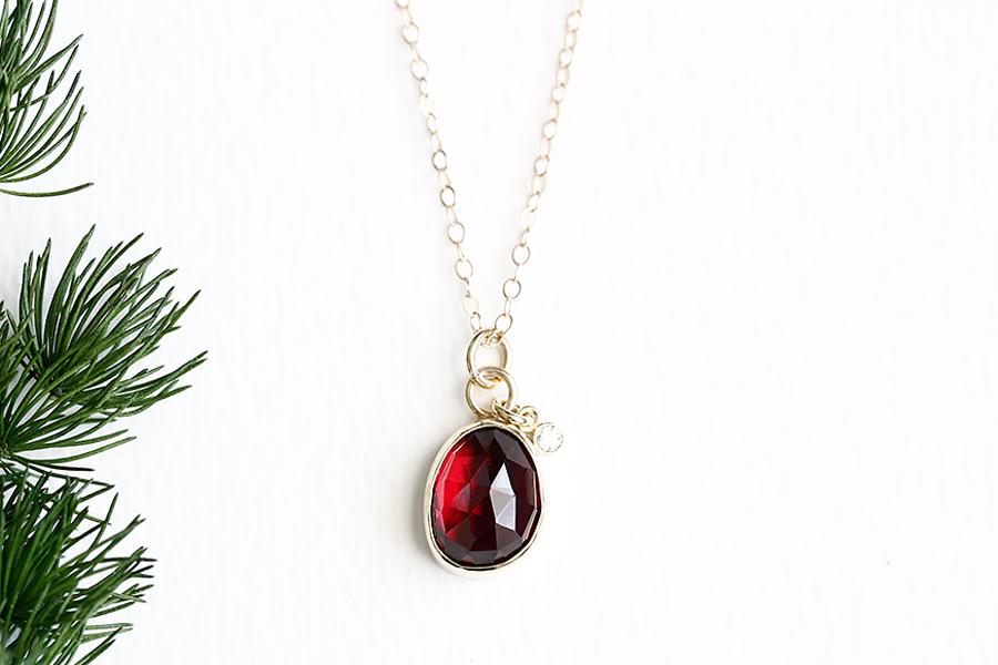 Garnet and Diamond Necklace Andrea Bonelli Jewelry 