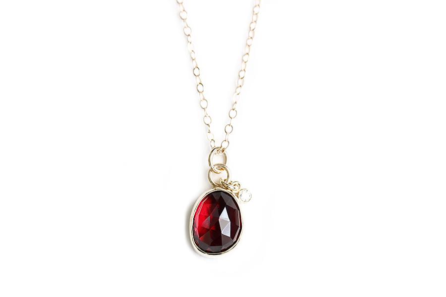 Garnet and Diamond Necklace Andrea Bonelli Jewelry 
