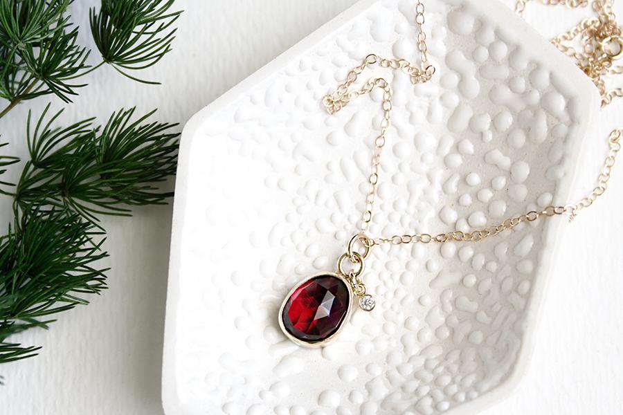 Garnet and Diamond Necklace Andrea Bonelli Jewelry 