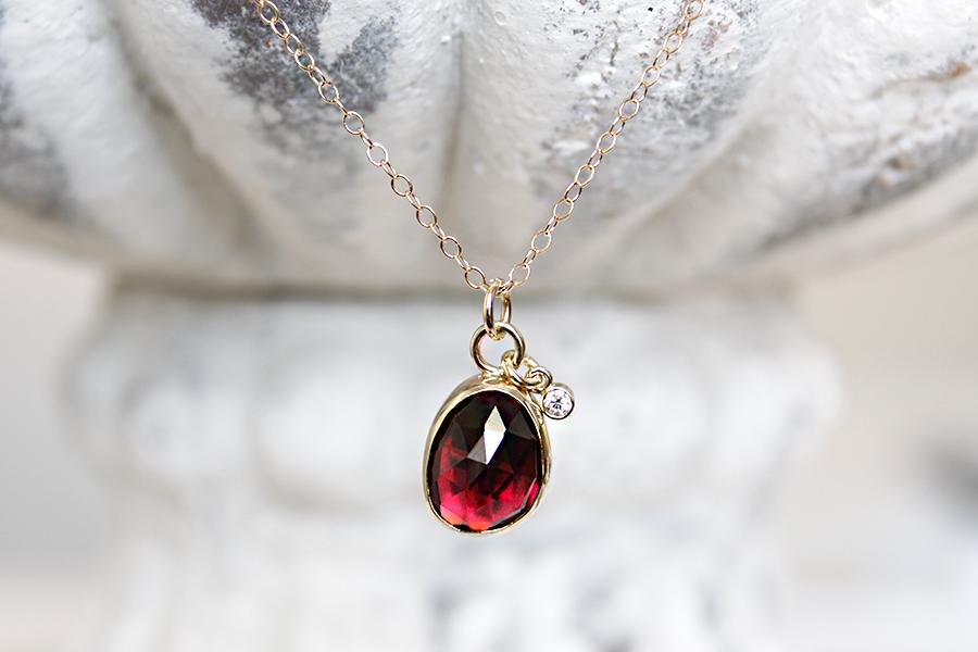 Garnet and Diamond Necklace Andrea Bonelli Jewelry 