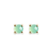 Chrysoprase Cabochon Studs Andrea Bonelli Jewelry 14k Yellow Gold