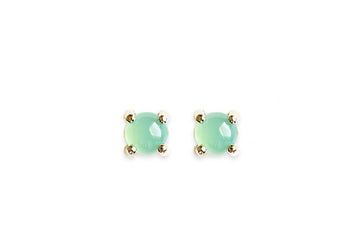 Chrysoprase Cabochon Studs Andrea Bonelli Jewelry 14k Yellow Gold