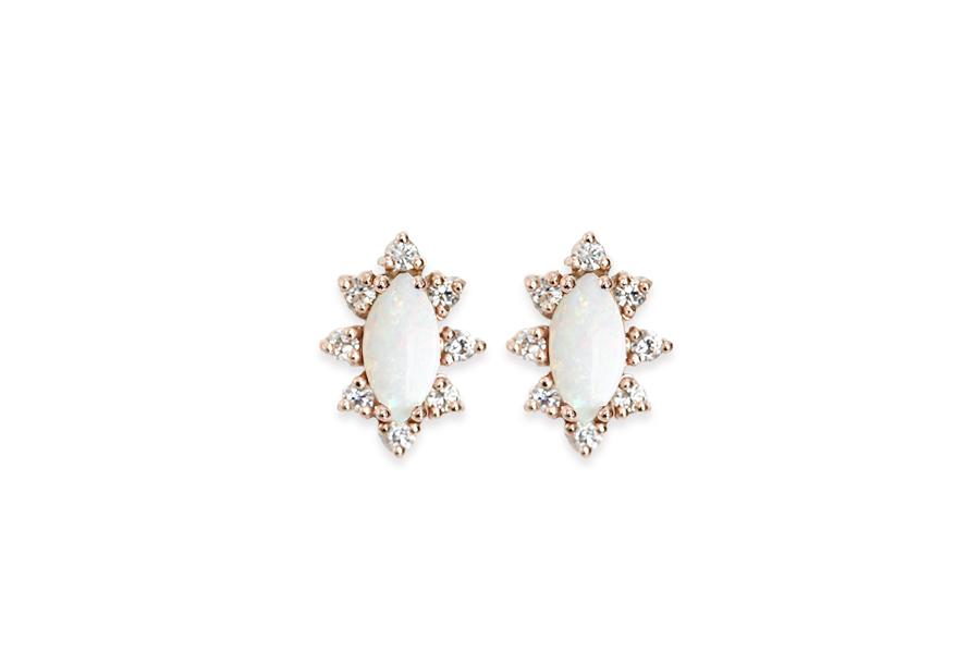 Aura Opal Halo Studs Andrea Bonelli Jewelry 14k Rose Gold