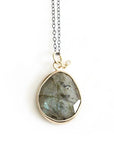 Faceted Labradorite and Diamond Necklace Andrea Bonelli Jewelry 