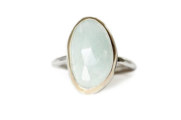 14k + Silver Aquamarine Ring Andrea Bonelli Jewelry 