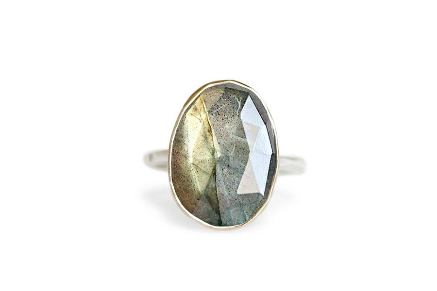 Labradorite Facet Ring Andrea Bonelli Jewelry 14k Gold + Sterling Silver