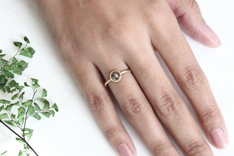 rose cut diamond stardust ring Andrea Bonelli Jewelry 