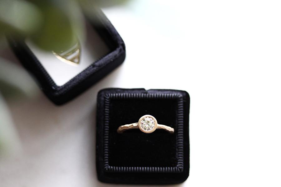 Rustic Carved Moissanite Ring Andrea Bonelli 