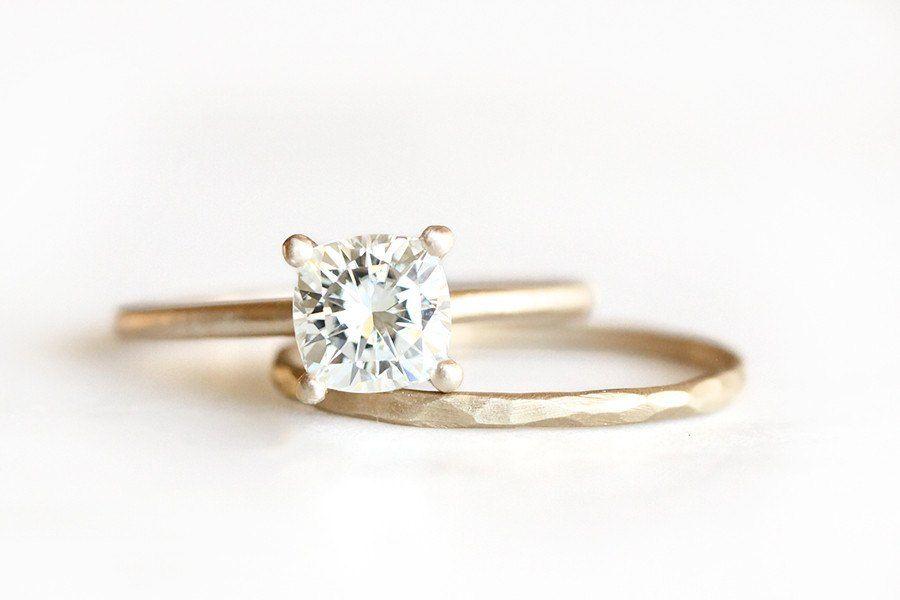 Custom Order Deposit 14k cushion moissanite engagement ring Andrea Bonelli 