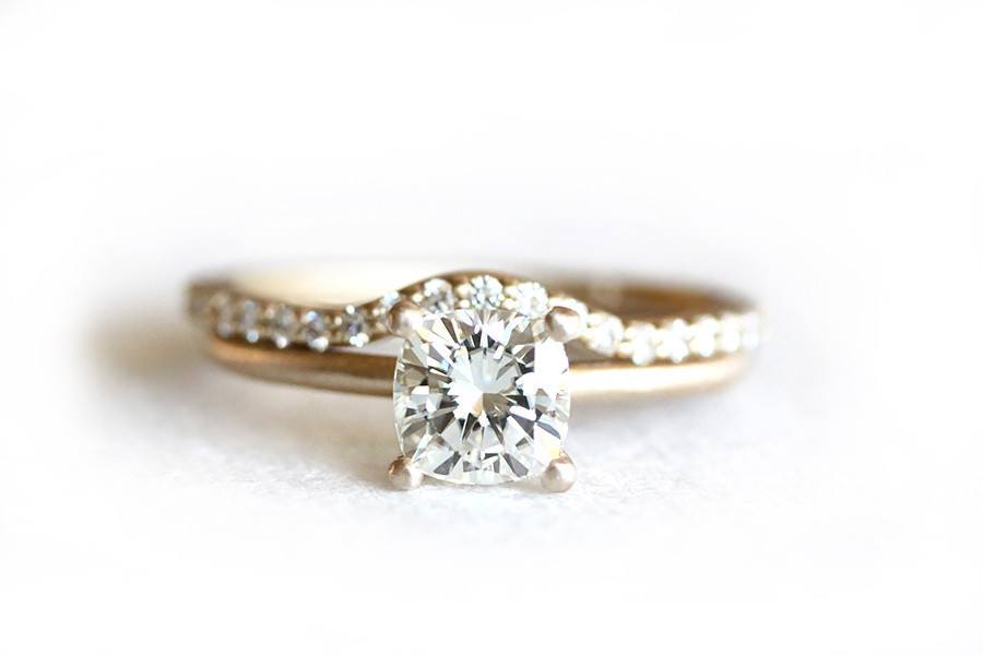 Custom Order Deposit 14k cushion moissanite engagement ring Andrea Bonelli 