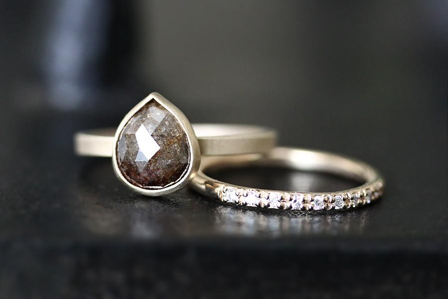 pear rose cut diamond ring Andrea Bonelli Jewelry 