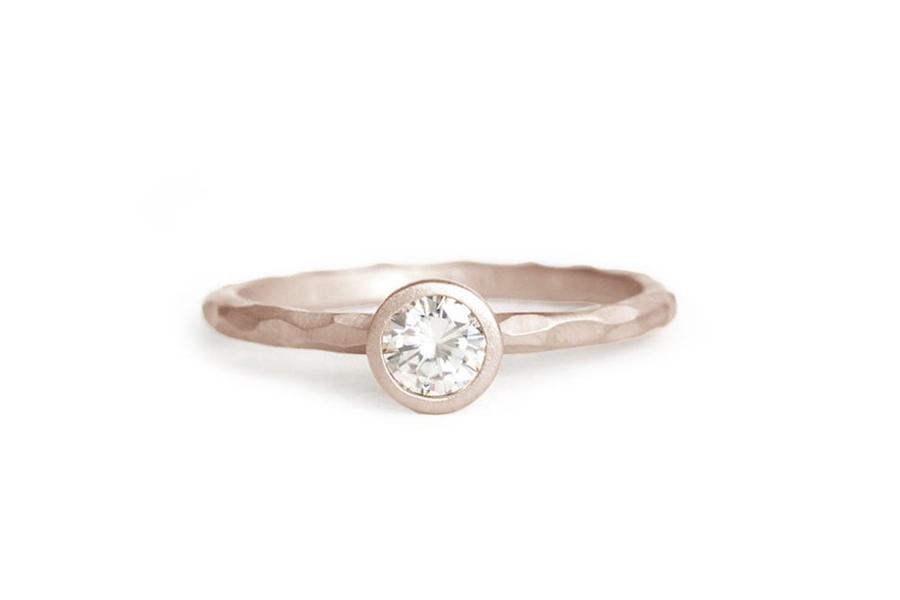 Hera Carved Moissanite Ring .25ct Andrea Bonelli 14k Rose Gold