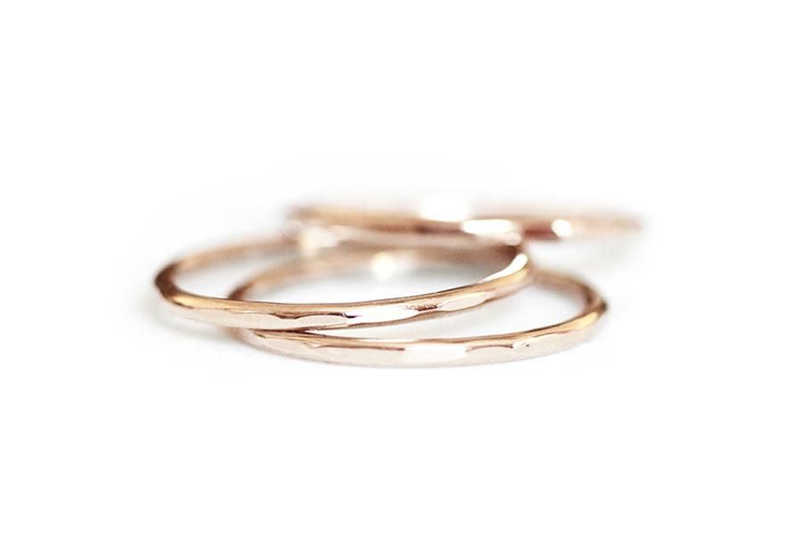 Glint Hammered Stacking Rings Andrea Bonelli 14k Rose Gold