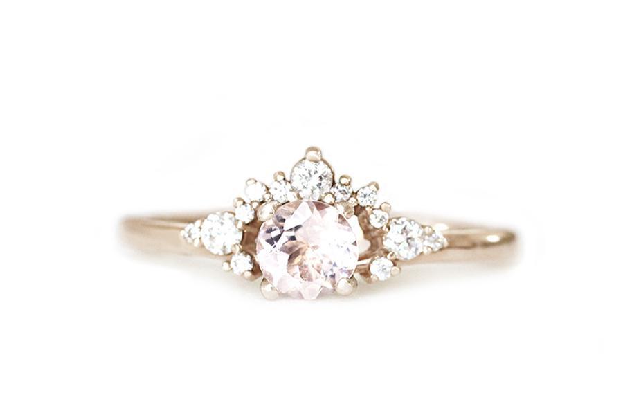 scarlett morganite diamond ring Andrea Bonelli 14k Rose Gold