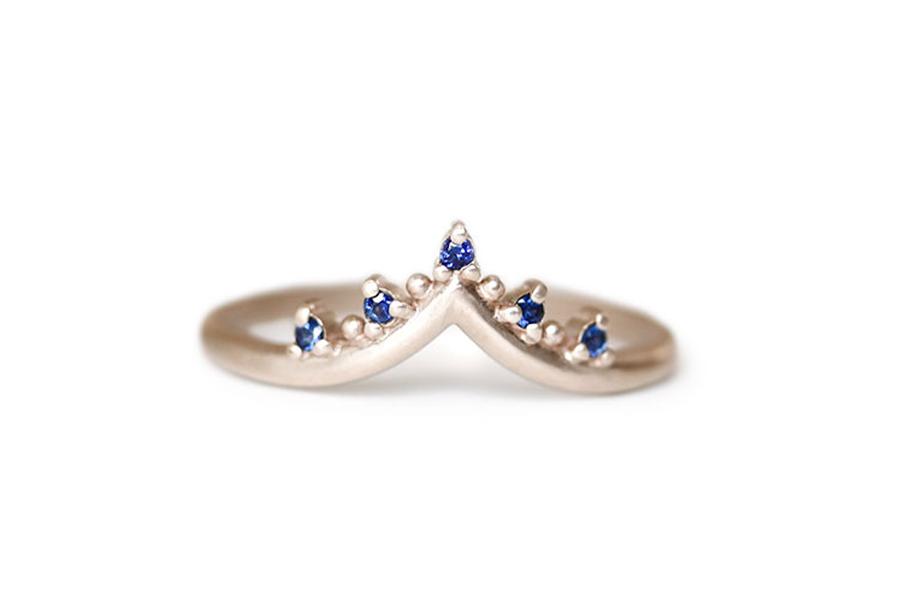 Crown Creste Sapphire Ring Andrea Bonelli 14k Rose Gold