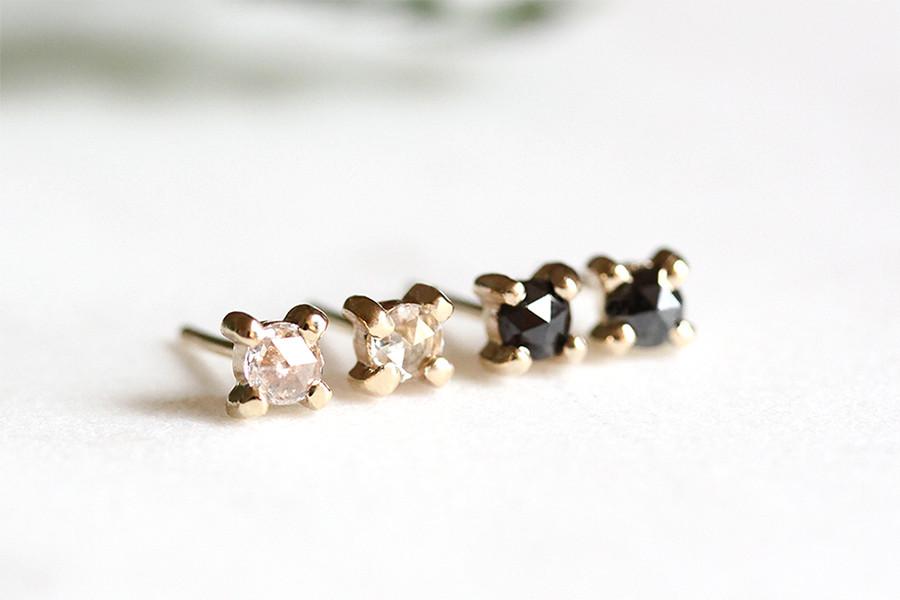 white rose cut diamond studs Andrea Bonelli Jewelry 