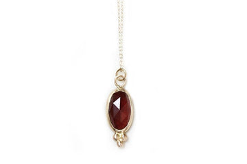 Rose Cut Garnet Necklace Andrea Bonelli Jewelry 14k Yellow Gold