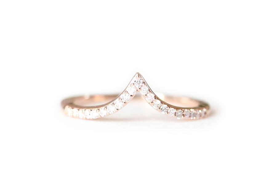 Creste Diamond Chevron Ring Andrea Bonelli 14k Rose Gold