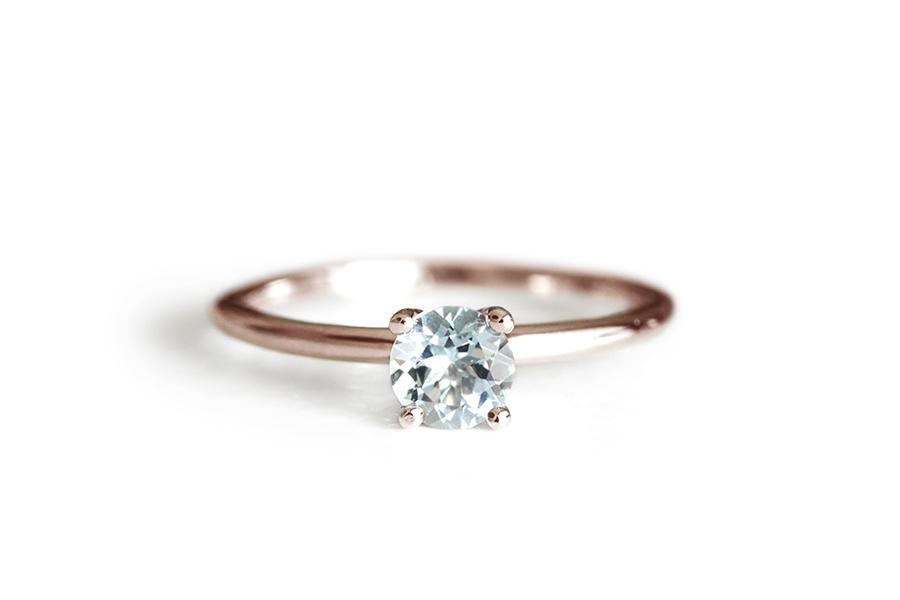 Lauren Aquamarine Ring Andrea Bonelli 14k Rose Gold