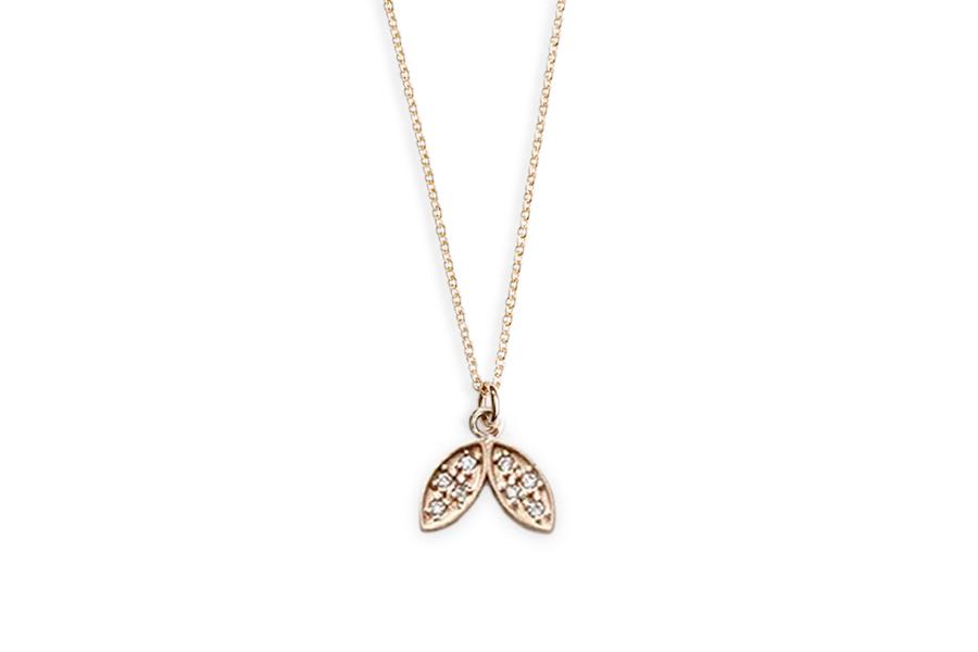 diamond doublet leaf charm Andrea Bonelli Jewelry 14k Rose Gold
