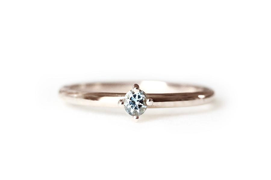 Petit Lola Aquamarine Ring Andrea Bonelli Jewelry 14k Rose Gold