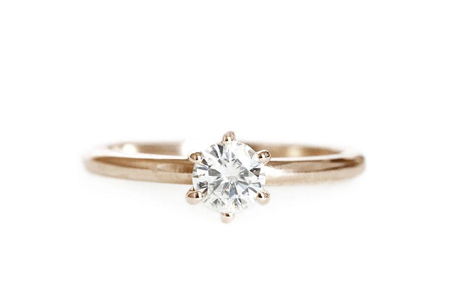 Claire Moissanite Ring Andrea Bonelli 14k Rose Gold