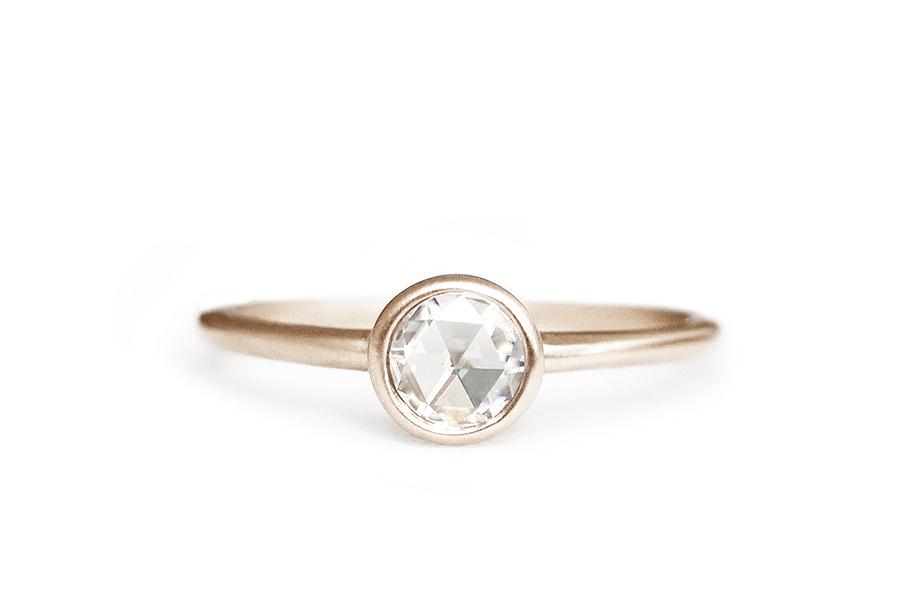 Zoe Rose Cut Moissanite Ring Andrea Bonelli Jewelry 14k Rose Gold