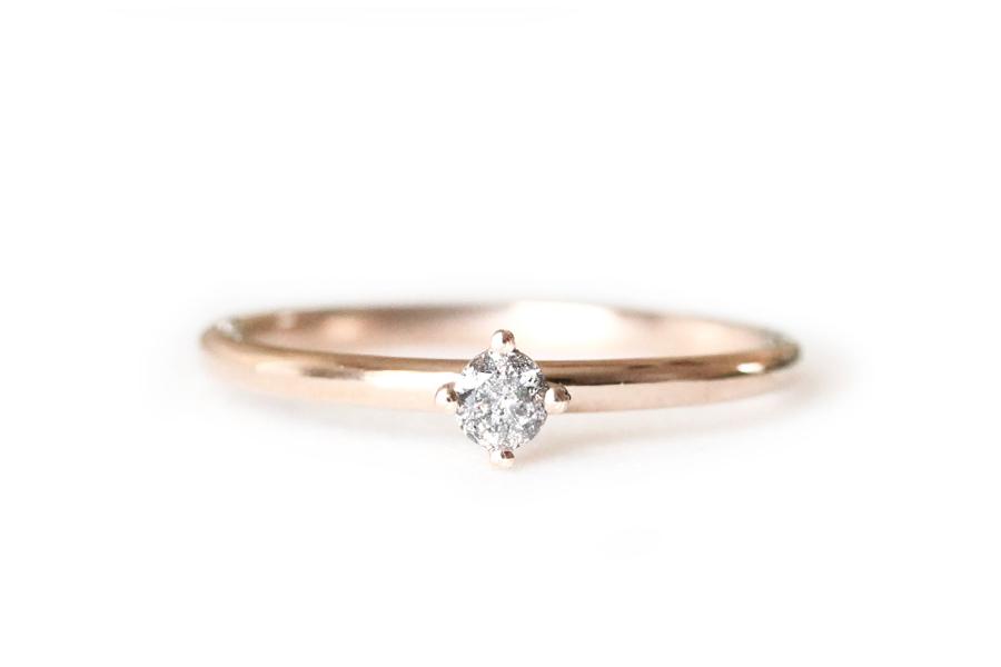 Petit Lola Salt + Pepper Diamond Ring Andrea Bonelli Jewelry 14k Rose Gold