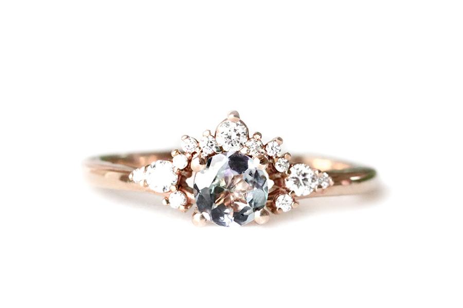 scarlett tanzanite diamond ring Andrea Bonelli 14k Rose Gold
