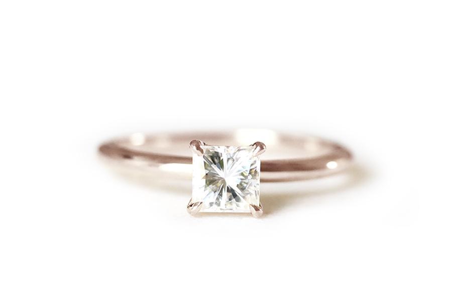 Suri Moissanite Ring 6mm Andrea Bonelli 14k Rose Gold