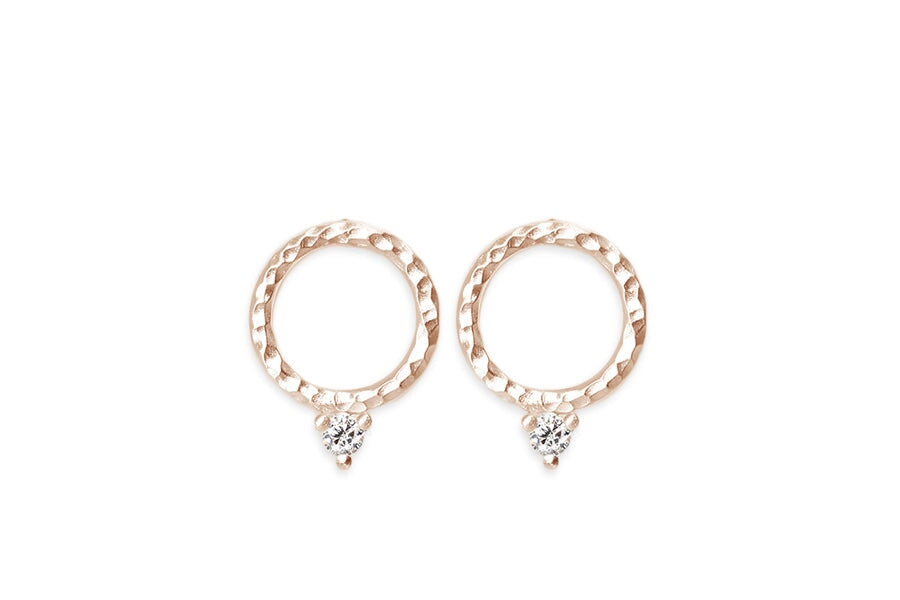 Lacuna Diamond Circle Studs Andrea Bonelli Jewelry 14k Rose Gold