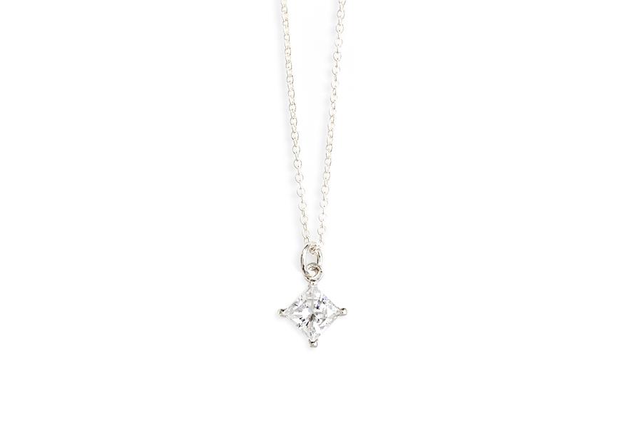Princess Cut 4mm Charm Andrea Bonelli 14k White Gold