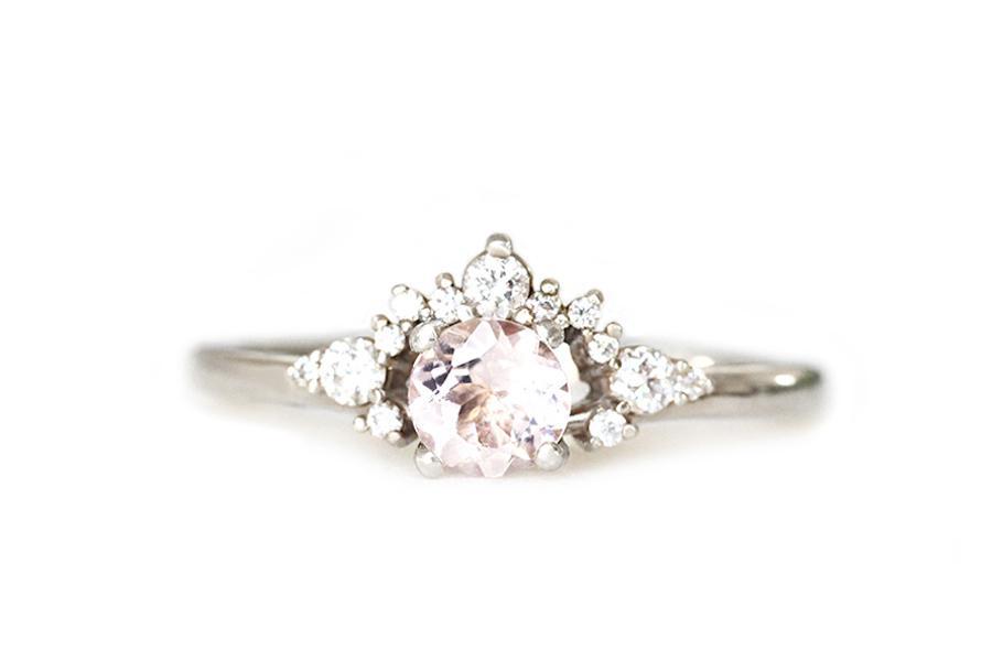 scarlett morganite diamond ring Andrea Bonelli 14k White Gold