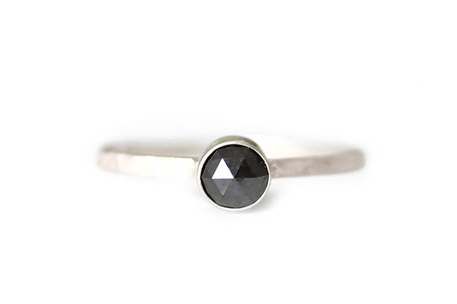 Black Rose Cut Diamond Ring Andrea Bonelli Jewelry 14k White Gold