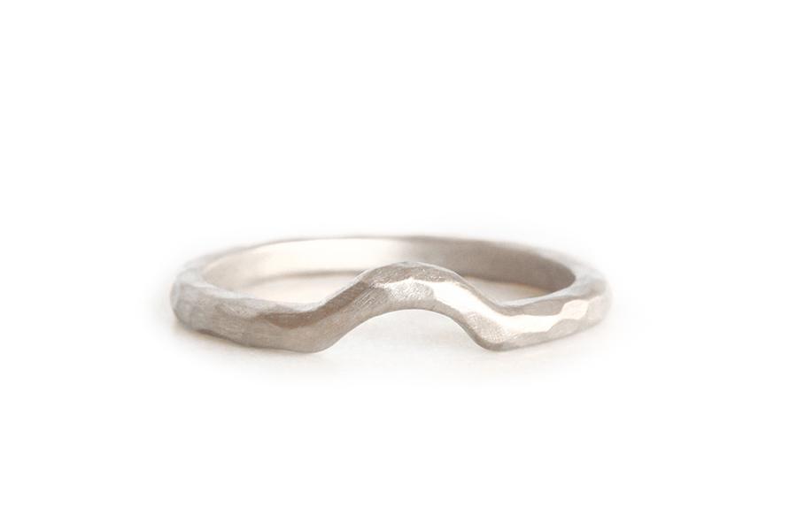 Curved Rustic Band Andrea Bonelli Jewelry 14k White Gold