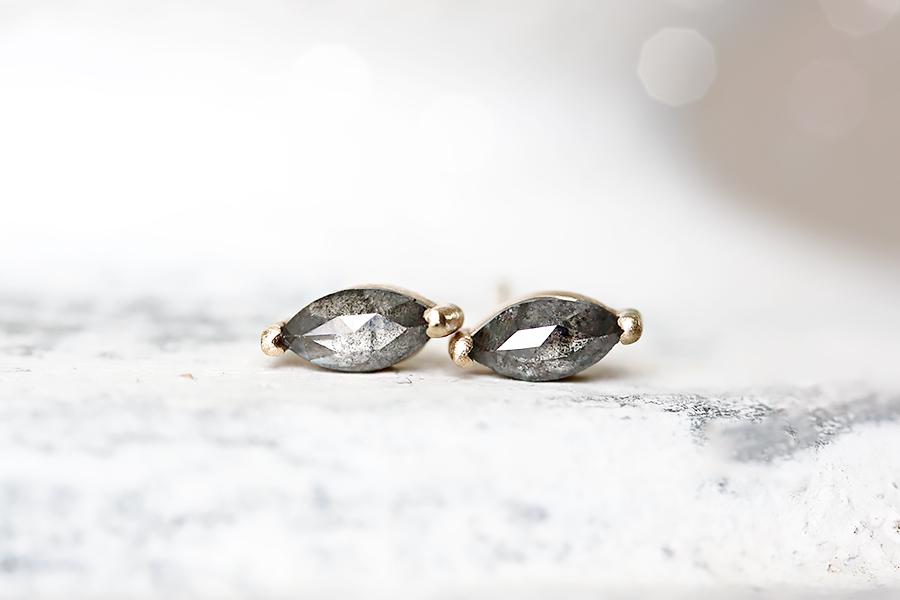 Salt + Pepper Diamond Marquise Studs Andrea Bonelli Jewelry 