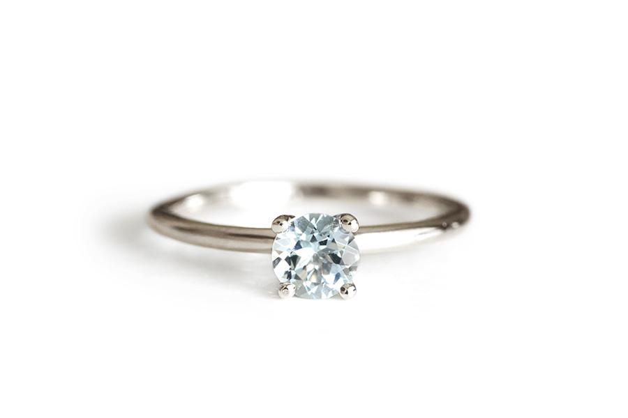 Lauren Aquamarine Ring Andrea Bonelli 14k White Gold