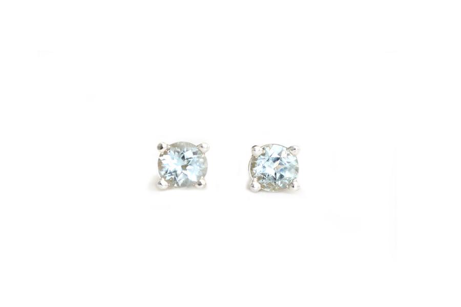 Aquamarine Studs Andrea Bonelli Jewelry 14k White Gold