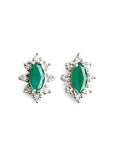 Aura Emerald Halo Studs Andrea Bonelli Jewelry 14k White Gold