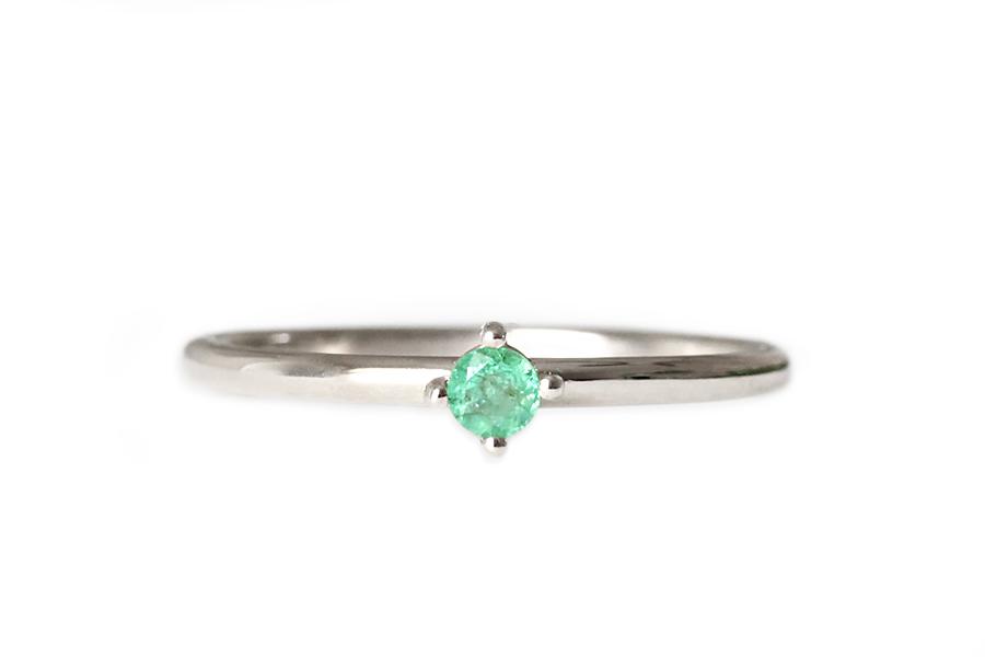 Petit Lola Emerald Ring Andrea Bonelli Jewelry 14k White Gold