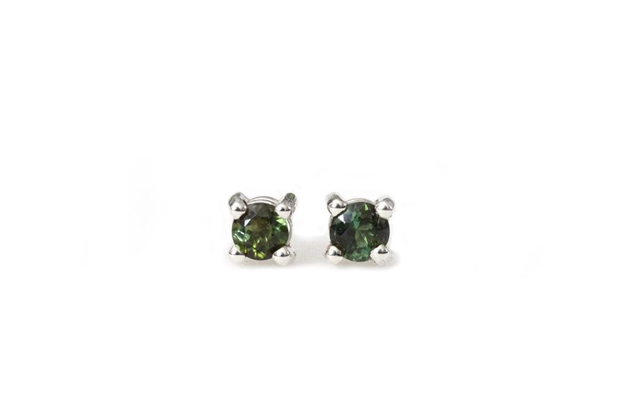 Green Tourmaline Studs Andrea Bonelli Jewelry 14k White Gold