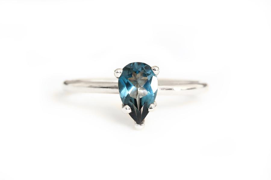 Isa London Blue Topaz Ring Andrea Bonelli Jewelry 14k White Gold