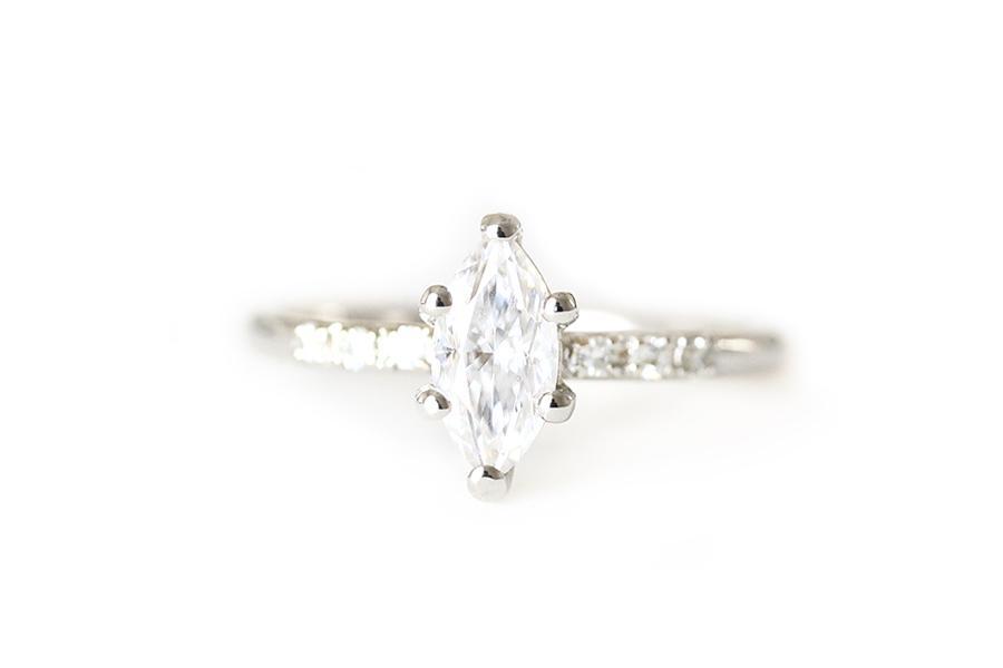 Tryst Marquise Moissanite Ring Andrea Bonelli Jewelry 14k White Gold