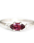 Trine Garnet + Diamond Ring Andrea Bonelli 14k White Gold