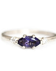 Trine Iolite + Diamond Ring Andrea Bonelli 14k White Gold