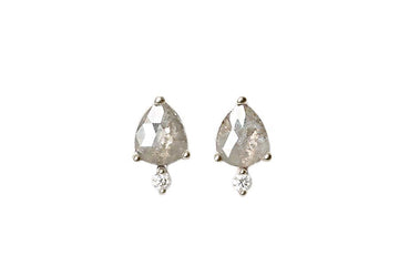 pale gray diamond droplet earrings Andrea Bonelli Jewelry 14k White Gold