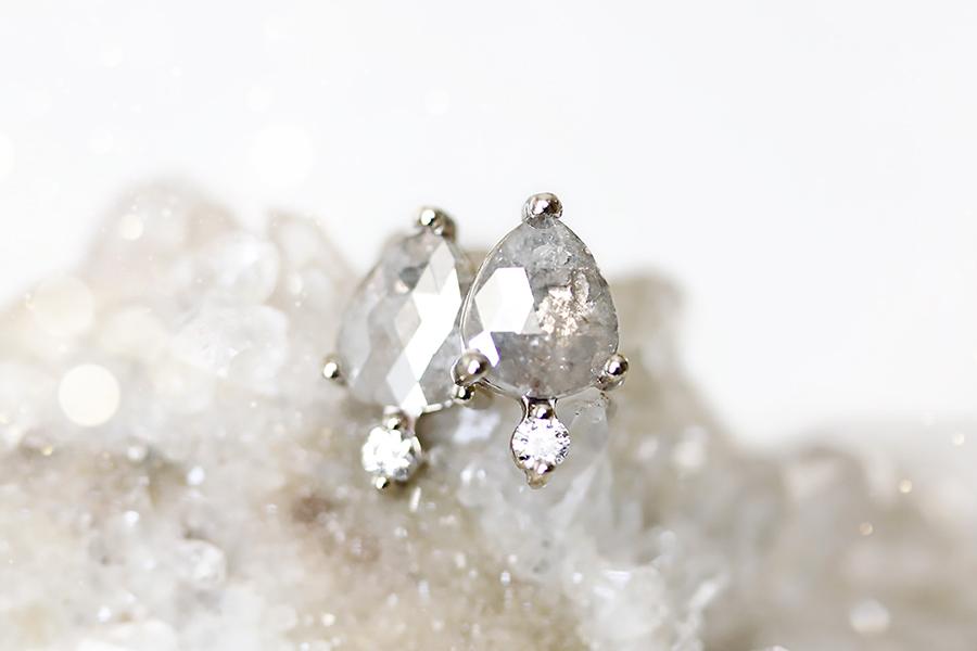 pale gray diamond droplet earrings Andrea Bonelli Jewelry 